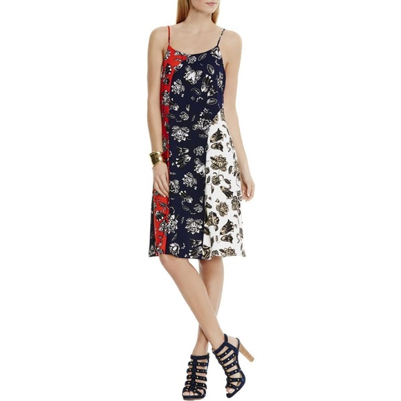 Vince Camuto Floral Colorblock Flare Dress - Picture 1 of 2